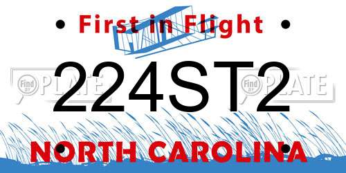 224ST2 North Carolina License Plate