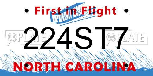 224ST7 North Carolina License Plate