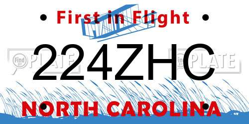 224ZHC North Carolina License Plate