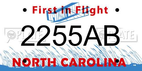2255AB North Carolina License Plate