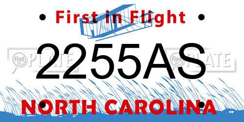 2255AS North Carolina License Plate
