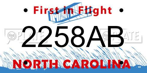 2258AB North Carolina License Plate