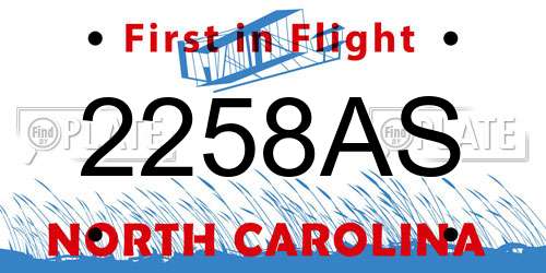 2258AS North Carolina License Plate