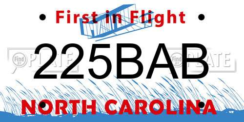225BAB North Carolina License Plate