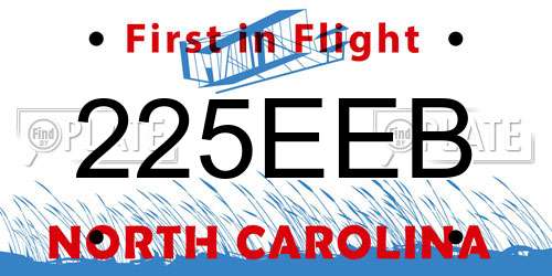 225EEB North Carolina License Plate