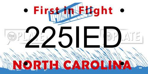 225IED North Carolina License Plate