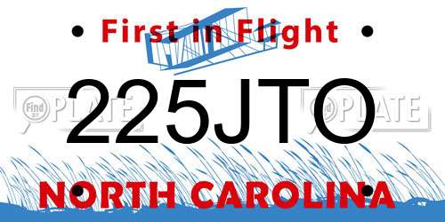225JTO North Carolina License Plate
