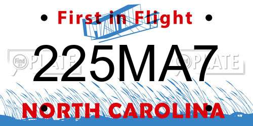 225MA7 North Carolina License Plate