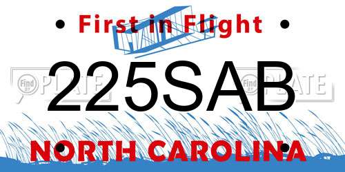 225SAB North Carolina License Plate