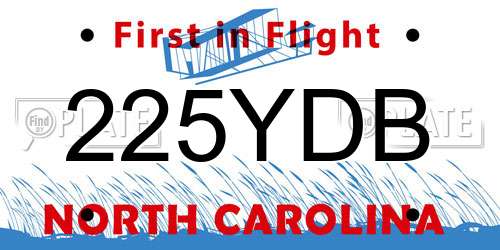 225YDB North Carolina License Plate