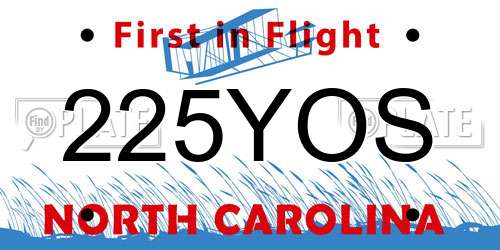 225YOS North Carolina License Plate