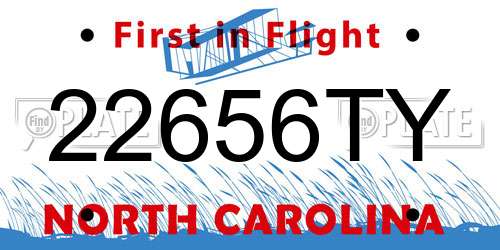 22656TY North Carolina License Plate