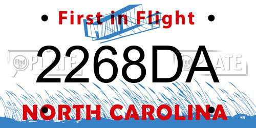 2268DA North Carolina License Plate