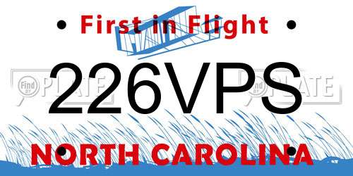 226VPS North Carolina License Plate