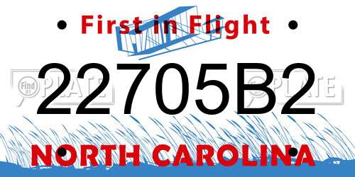 22705B2 North Carolina License Plate