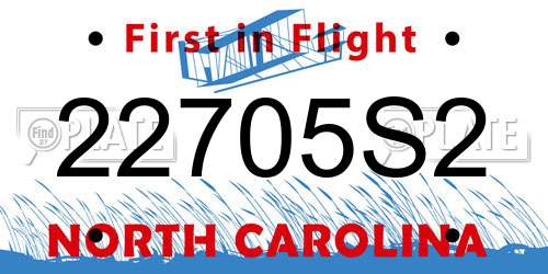 22705S2 North Carolina License Plate