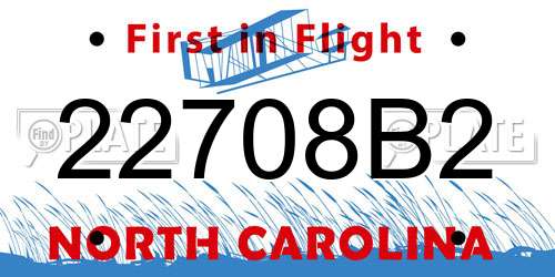 22708B2 North Carolina License Plate