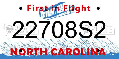 22708S2 North Carolina License Plate