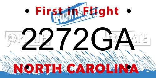 2272GA North Carolina License Plate