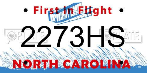 2273HS North Carolina License Plate