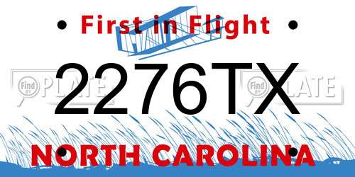 2276TX North Carolina License Plate