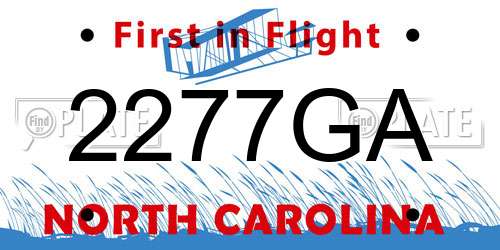 2277GA North Carolina License Plate