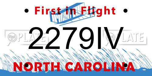 2279IV North Carolina License Plate