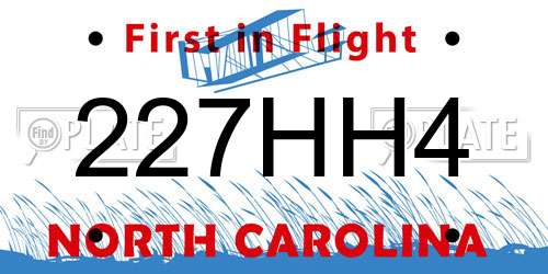 227HH4 North Carolina License Plate