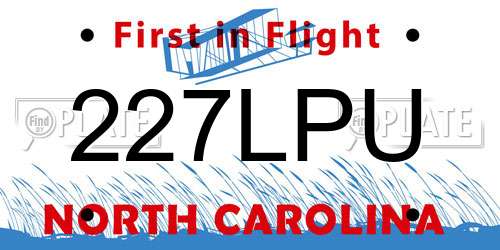 227LPU North Carolina License Plate