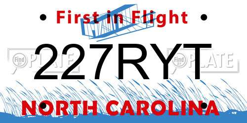 227RYT North Carolina License Plate