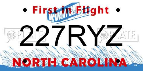 227RYZ North Carolina License Plate