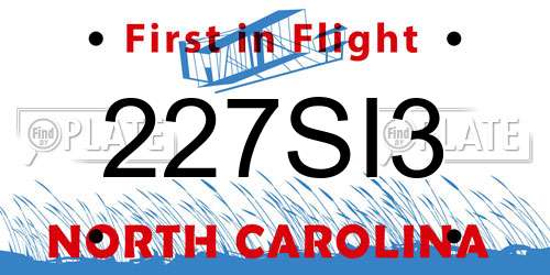 227SI3 North Carolina License Plate