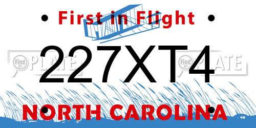 227XT4 North Carolina License Plate