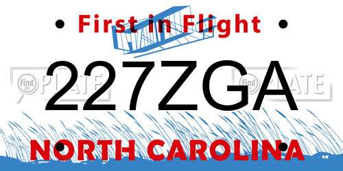 227ZGA North Carolina License Plate