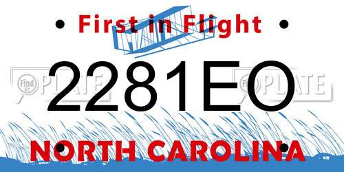 2281EO North Carolina License Plate