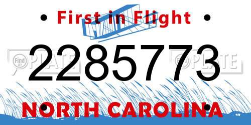 2285773 North Carolina License Plate