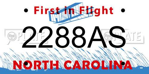 2288AS North Carolina License Plate