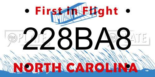 228BA8 North Carolina License Plate