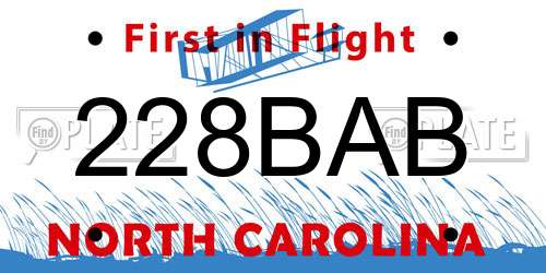 228BAB North Carolina License Plate