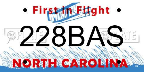 228BAS North Carolina License Plate