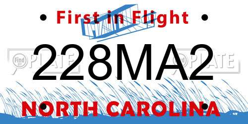 228MA2 North Carolina License Plate