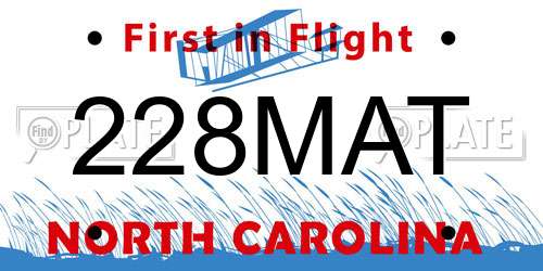 228MAT North Carolina License Plate