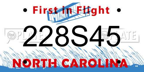228S45 North Carolina License Plate