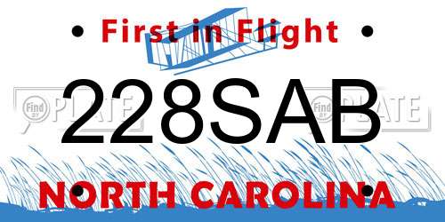 228SAB North Carolina License Plate