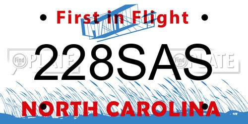 228SAS North Carolina License Plate