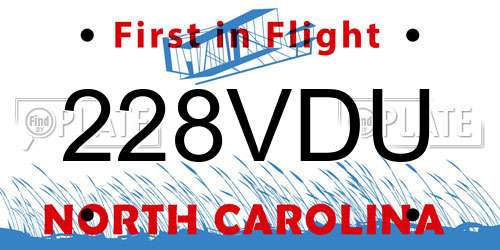 228VDU North Carolina License Plate