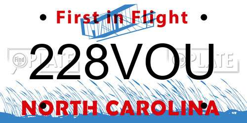 228VOU North Carolina License Plate