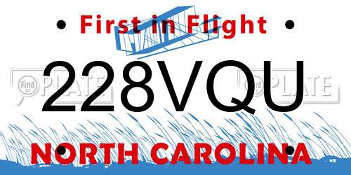 228VQU North Carolina License Plate