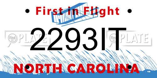 2293IT North Carolina License Plate