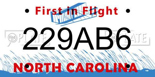 229AB6 North Carolina License Plate